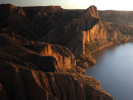 Eroded clay formations of Burujon Canyon at dusk, Spain - DSGF02353