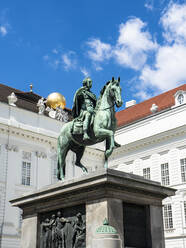 Austria, Vienna, Equestrian statue of Emperor Joseph II in front of Hofburg palace - AMF08916