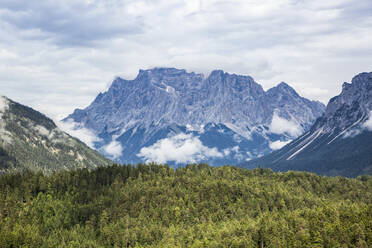 Scenic view of Fern Pass with Zugspitze in background - MAMF01501