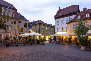 Germany, Erfurt, Wenigemarkt, old town square at dusk - TAMF02703