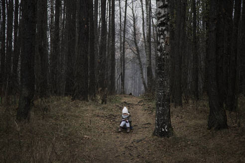 Kleines Kind allein im Herbstwald. - CAVF91830