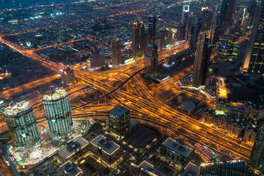 View from Burj Khalifa at dusk, Dubai, United Arab Emirates, U.A.E. - MINF15594