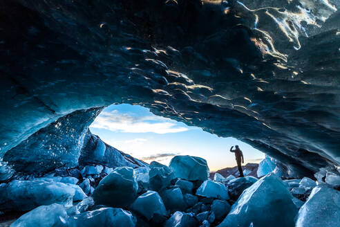 Glacial Ice Cave, Svinafellsjokull glacier, Skaftafell National Park, Iceland - MINF15698