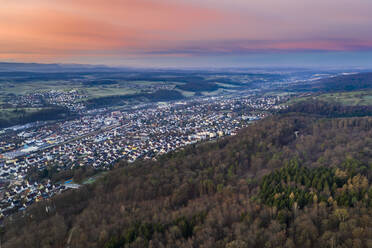 Townscape against sky during sunrise - STSF02772