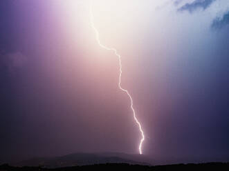 Lightning bolt in majestic stormy sky, Tanneron, French Riviera, France - FSIF05591