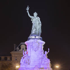 France, Ile-de-France, Paris, Monument a la Republique at Place de la Republique square at night - AHF00261