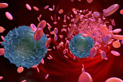 3D rendered Illustration of microplastic in blood stream - SPCF01204