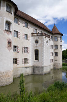 Water Castle Glatt against cloudy sky at Baden-Wuerttemberg, Sulz, Germany - HLF01245