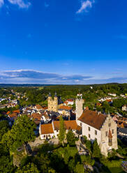 Germany, Bavaria, Gossweinstein, Aerial view of urban landscape with castle and church - AMF09068