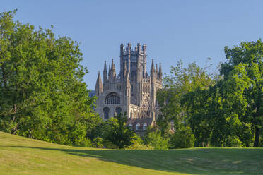 Ely Cathedral, Octagon Lantern Tower viewed from Cherry Hill Park, Ely, Cambridgeshire, England, United Kingdom, Europe - RHPLF19059