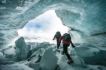 Mountaineers Exploring Inside Of Glaciers In Jasper - CAVF92196
