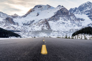 Der Mount Athabasca im Winter überragt den Icefields Parkway - CAVF92201