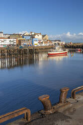 View of boats in Bridlington Harbour, Bridlington, North Yorkshire, England, United Kingdom, Europe - RHPLF19125