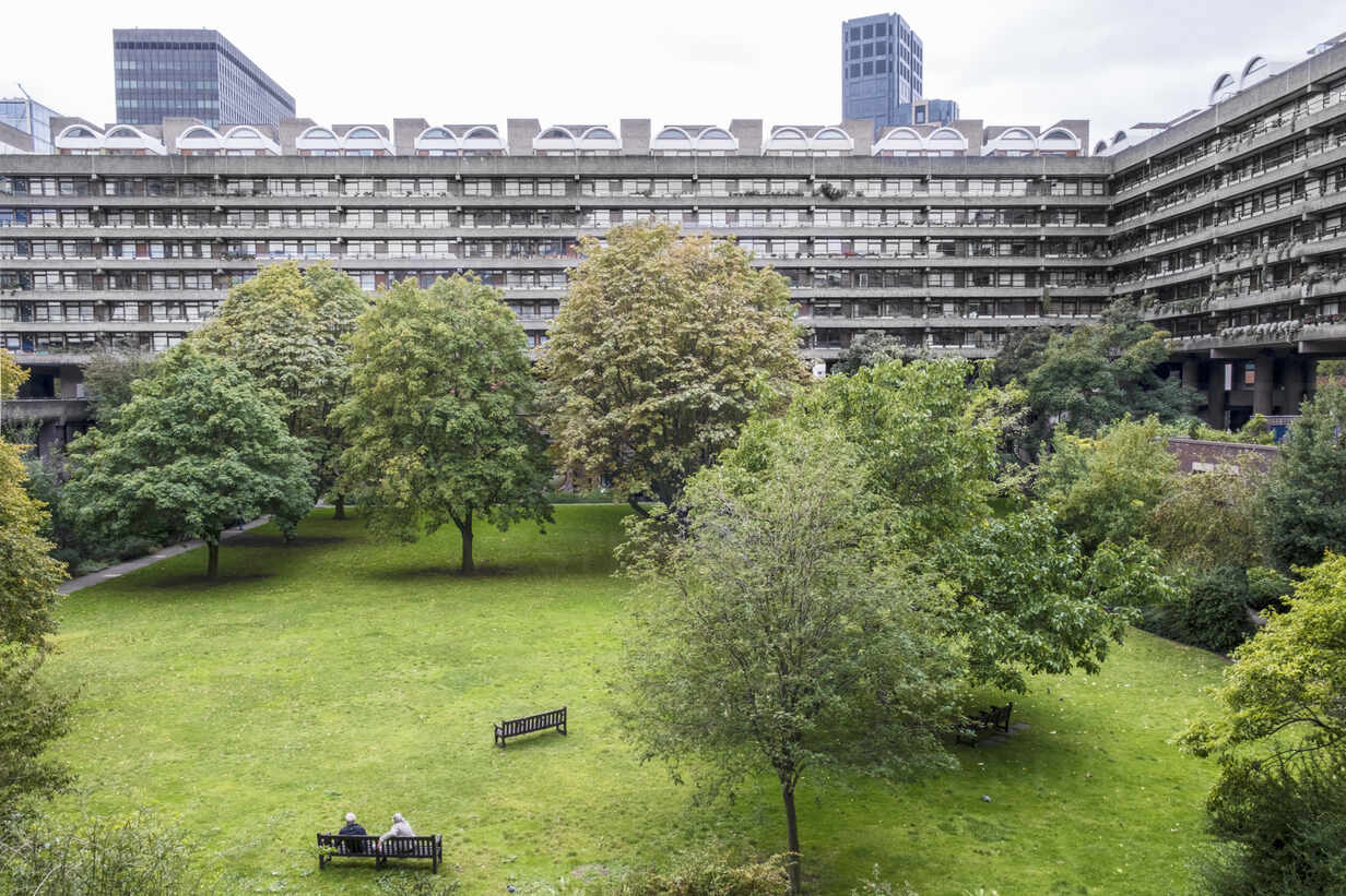 The Barbican Estate, elevated view of Barbican Speed Garden park 