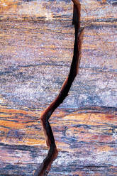 Crack on rock at Petrified Forest, national park, Arizona, USA  - NDF01234