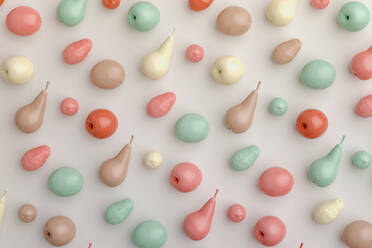 Three dimensional render of pastel colored fruits - ECF01998