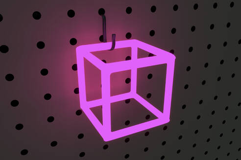 Illuminated cube shape on pegboard - NMCF00004