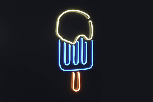 Illuminated ice cream symbol on black wall - NMCF00015