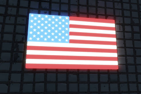 Illuminated American flag on black flag - NMCF00028