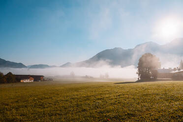 Sonnenaufgang über einem nebligen Tal in den Berchtesgadener Alpen - MRRF00890