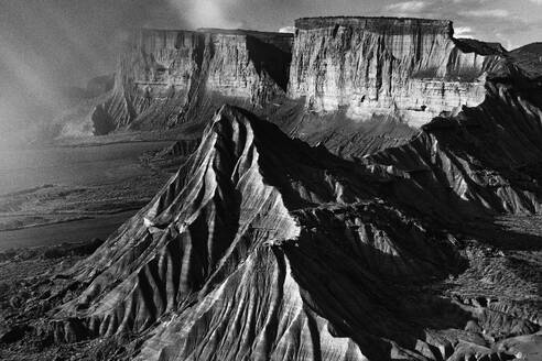 The desert landscape of the Bardenas Reales in Navarra, Spain - CAVF93262