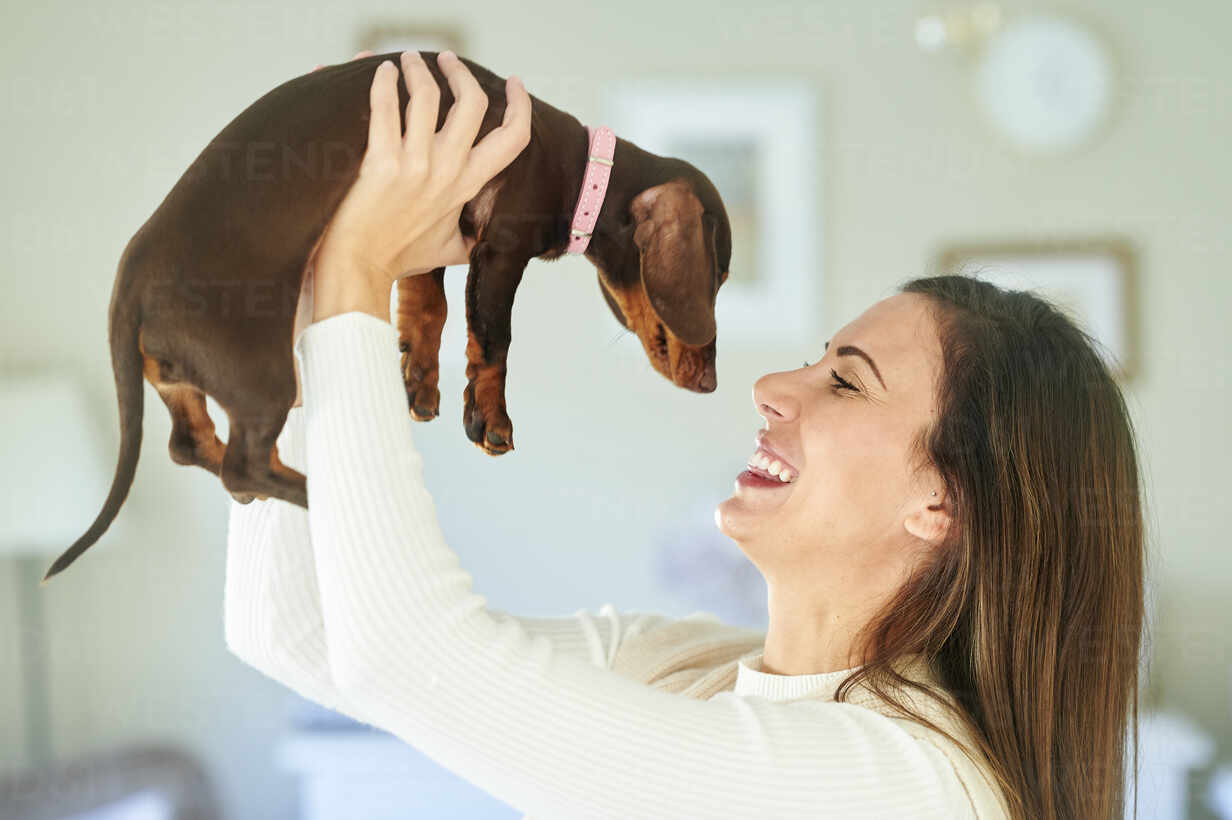 Woman and Dachshund Dog 