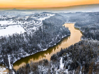 Deutschland, Baden Württemberg, Luftbild Schwäbischer Wald im Winter - STSF02843