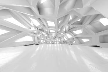 Three dimensional render of clean white futuristic interior - SPCF01221