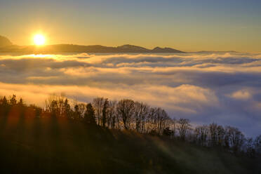 Österreich, Vorarlberg, Pfänderberg bei Sonnenuntergang - LBF03384