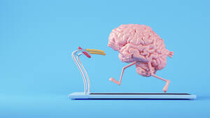 Three dimensional render of human brain running on treadmill - JPSF00051