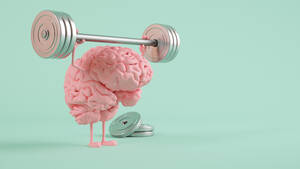 Three dimensional render of human brain lifting weights - JPSF00052