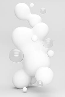 Abstract of liquid floating against white background  - JPSF00060