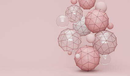 Abstrakte Polyederformen vor rosa Hintergrund - JPSF00068