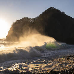 Sea stack by the beach in Izu Peninsula, Shizuoka Prefecture, Japan - CAVF93508