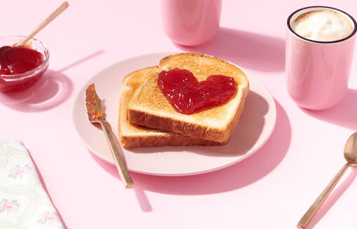 Toast with Heart Shaped Jam - CAVF93567