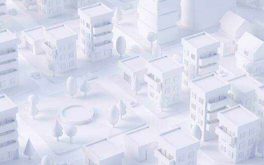 White three dimensional render of pond in city park - JPSF00077