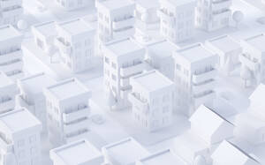 Weißes dreidimensionales Rendering des Stadtzentrums - JPSF00079