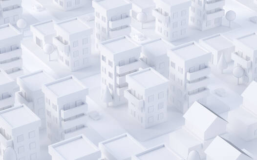 White three dimensional render of city downtown - JPSF00079