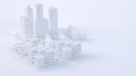 Weißes dreidimensionales Rendering des Stadtzentrums - JPSF00090