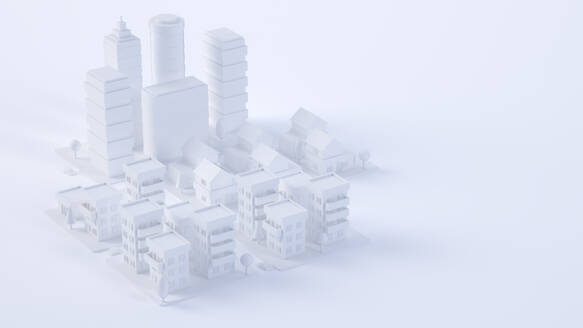 White three dimensional render of city downtown - JPSF00090