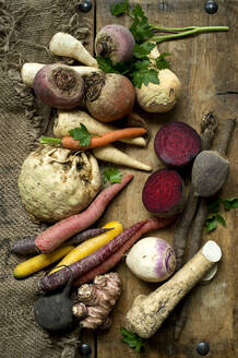 Winter vegetables on rustic wooden background - ASF06726