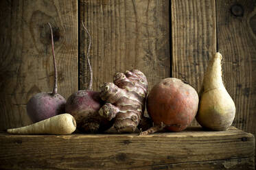 Winter vegetables on rustic wooden background - ASF06732