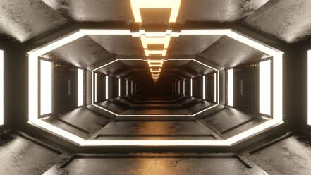 Three dimensional render of futuristic corridor inside spaceship or space station - SPCF01275