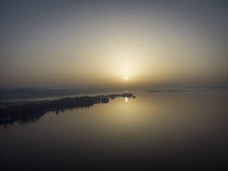 Aerial view of Mettnau peninsula at sunrise - ELF02362