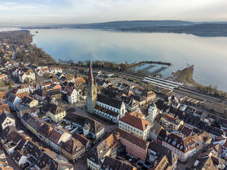 Germany, Baden-Wurttemberg, Radolfzell, Aerial view of town on shore of Lake Constance - ELF02367