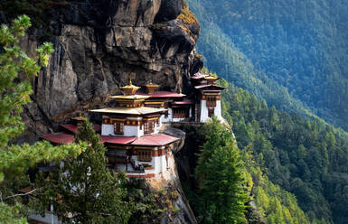 Tiger's Nest Monastery, eine heilige buddhistische Vajrayana-Stätte im Himalaya im oberen Paro-Tal in Bhutan, Asien - RHPLF19331