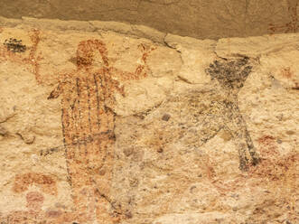 Rock art pictographs of the Cochimi people, Palmarito Cave, Sierra San Francisco, UNESCO World Heritage Site, Baja California Sur, Mexico, North America - RHPLF19336