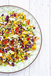 Regenbogensalat aus Brokkoli, Karotten, Mais, Blumenkohl, Rotkohl, roter Paprika - LVF09121