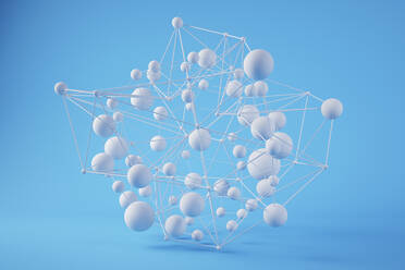 Three dimensional render of white connected spheres - JPSF00097