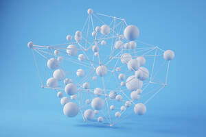 Three dimensional render of white connected spheres - JPSF00097